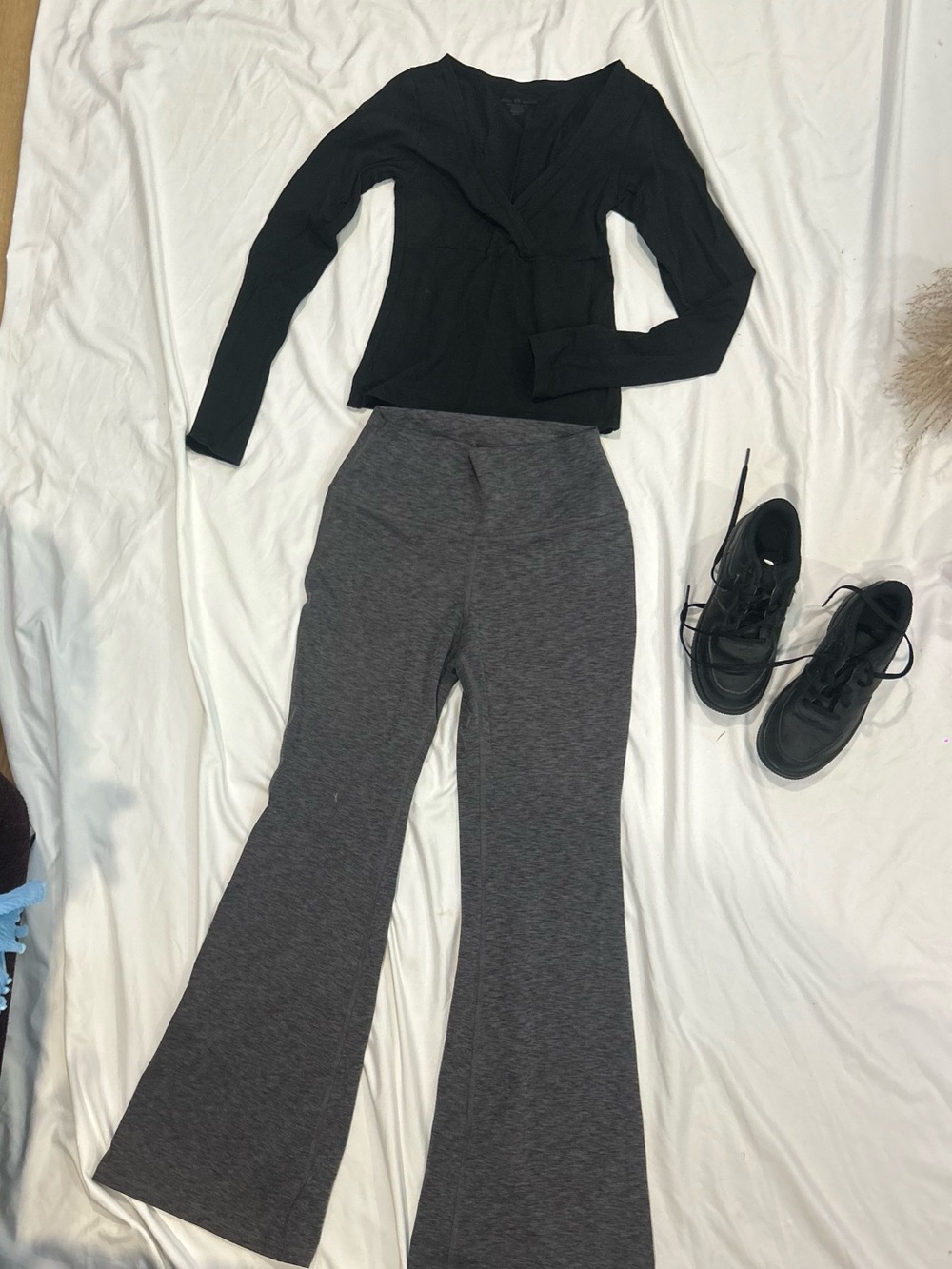 High-Rise Flare Pants in Charcoal Gray